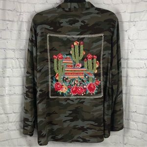 Savanna Jane Camo with Embroidered Back Button Down